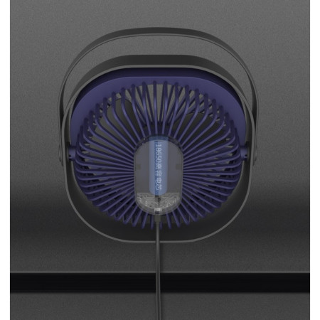 Mini ventilator pentru birou cu usb,  rotire 360 grade, 3 viteze, 1500 mA, 13.5 x 12,8, Albastru