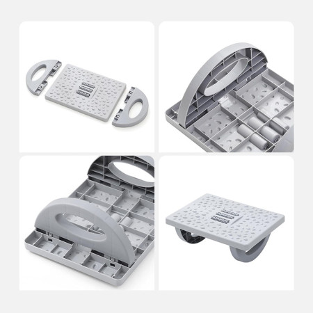 Suport Ergonimic pentru Picioare,  Plastic, cu Role de Masaj pentru Talpi, pentru Birou, Usor de Transportat, Detasabil, 33.5x24x12 cm, Gri