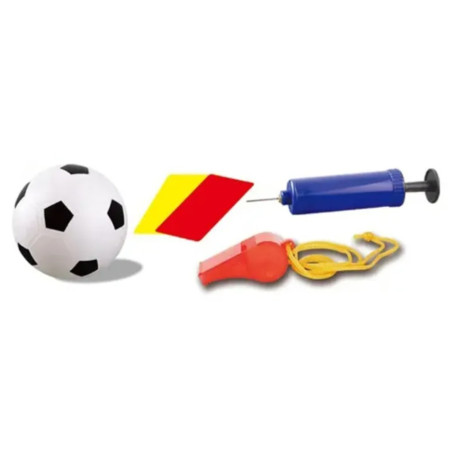 Set Poarta de Fotbal pentru Copii, Cyrax, 80x120 cm, Minge, Cartonase, Pompa, Fluier, Interactiv, Distractiv, Galben