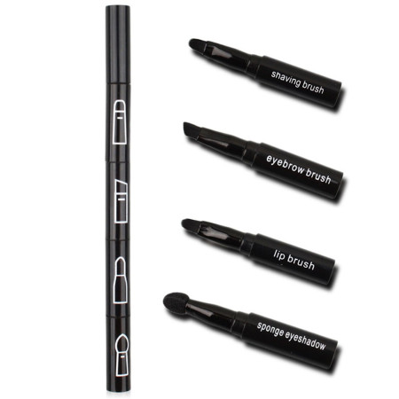 Set Pensule de Machiaj 4in1, Cyrax, pentru Fard, Sprancene si Buze, 16 cm, din Plastic, Negru