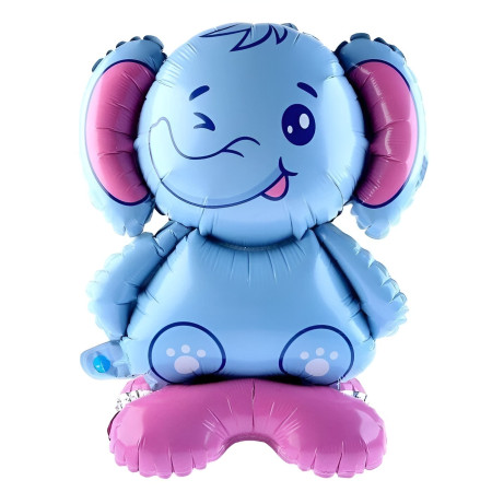Balon din Folie Metalizata, Cyrax, Figurine Animăluțe, Model Elefant, 43x58cm, Ambalaj Individual, Pai Inclus, Umflare cu Aer sau Heliu, Multicolor