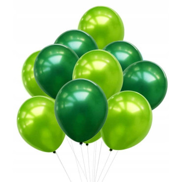 Set 10 Baloane din Latex Chrome, Cyrax, Model Party, 23 cm, Diferite Nuante Verde, 2.2 g