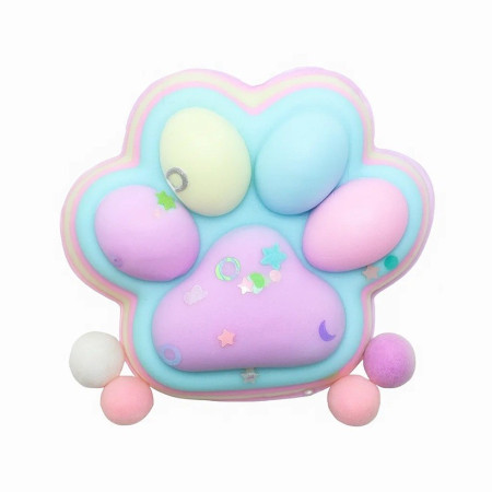 Jucarie Antistres Squishy, Cyrax, cu Revenire Lenta, Labuta de Pisica Pufoasa, 7.5 cm, Ambalaj Transparent, Model 27053, Multicolor