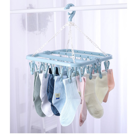 Uscator de rufe  32 de cleme, Plastic, Pliabil, rotire 360 grade, 32x32 cm, Albastru