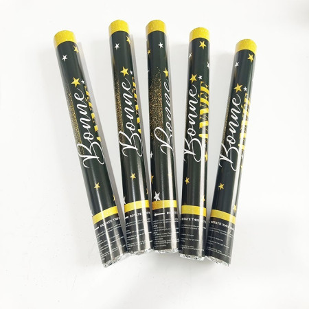 Tub de Confetti, Cyrax, Bonne Annee, 40x5 cm, Confetii Stelute din Aluminiu, Auriu/Argintiu