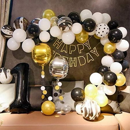 Balon din Folie Metalizata Cyrax, Figurina Cifra, Tema Aniversare 40 cm, Ambalaj Individual, Pai inclus, Umflare cu Aer sau Heliu, Negru, Cifra 1