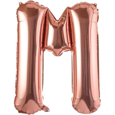 Balon Folie Metalizata Litera M, Cyrax, 100 cm, Umflati cu Heliu sau Aer, Ambalaj Individual, Pai inclus, Rose Gold