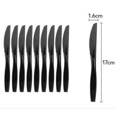 Cyrax Set 10 cutite de unica folosinta 17 x 1.6 cm, negru