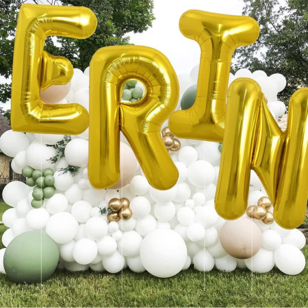 Balon Folie Metalizata Litera I, Cyrax, 40 cm, Umflati cu Heliu sau Aer, Ambalaj Individual, Pai inclus, Auriu