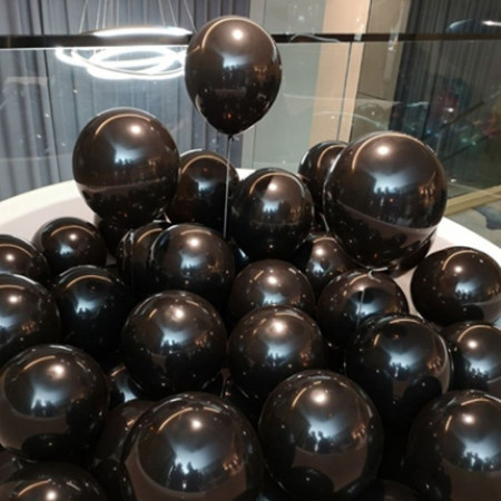 Set 12 Baloane, Cyrax, din Latex Chrome, 13 cm, Negru