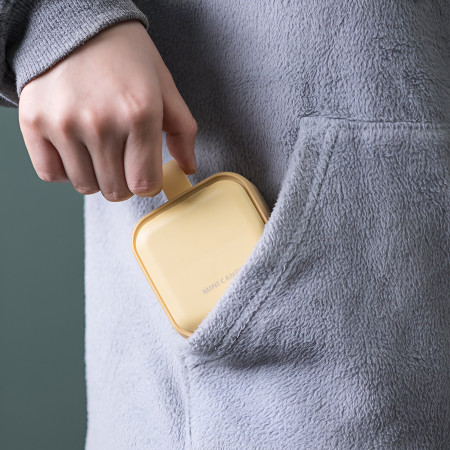 Cutie Depozitare Medicamente Mini,  4 Compartimente, Inchidere Etans, Portabila, Patrat, Galben, PP, 7.5x7.5x3 cm