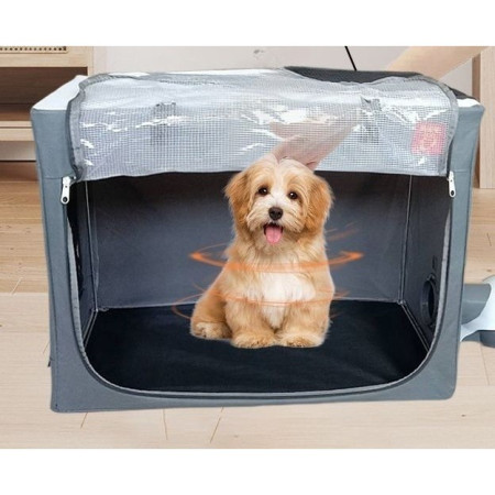 Cusca Animale pentru Uscare Blana,  din Textil, Fereastra Transparenta, 53 x 36 x 42 cm, Maro