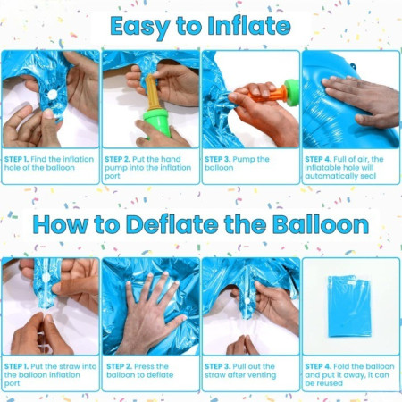 Balon din Folie Metalizata Cyrax, Figurina Cifra, Tema Aniversare 100 cm, Ambalaj Individual, Pai inclus, Umflare cu Aer sau Heliu, Albastru, Cifra 6