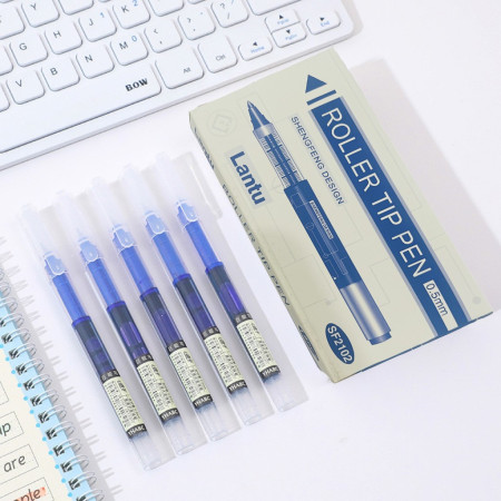 Set Pixuri Profesionale cu Bila,  pe Baza de Apa Set 12 bucati, Varf Ascutit de 0.5 mm, Pentru Scoala sau Birou, Albastru 