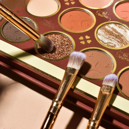 Set 3 Pensule de Machiaj, Cyrax, Portabile, pentru Fard de Ochi, din Par Sintetic Moale, Auriu, 16.5x6.5x1.6 cm