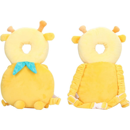 Perna tip Rucsac pentru Protectia Capului,  Tetiera tip Girafa, pentru Bebelusi, 33x6x19 cm, 180 g, Galben