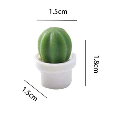 Set 6 Magneti de Frigider, Cyrax, Model Cactusi in Ghiveci, din ABS si Magnet, Verde/Alb