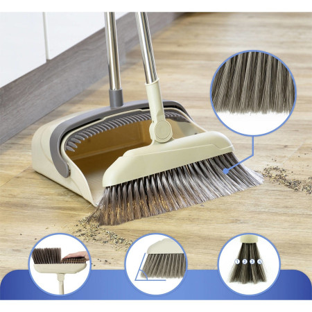 Set matura si faras cu coada,  Pentru uz casnic, Plastic/Otel, Maro/Bej, Depozitare verticala, 26x25.5x83 cm