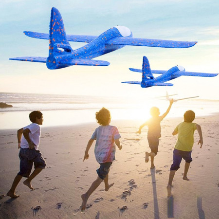 Avion planor din polistiren in punga , lungime 47 cm , Rosu , Cyrax