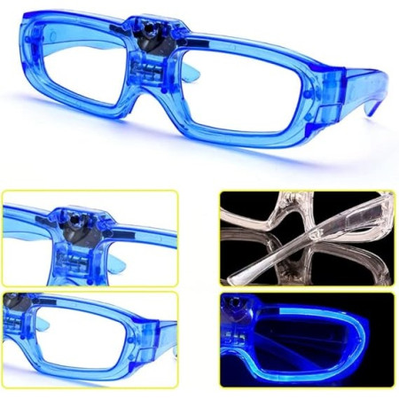 Ochelari de Petrecere cu LED, Cyrax, Model Neon, din Plastic, 3 Moduri de Iluminat, Marime Universala, Multicolor