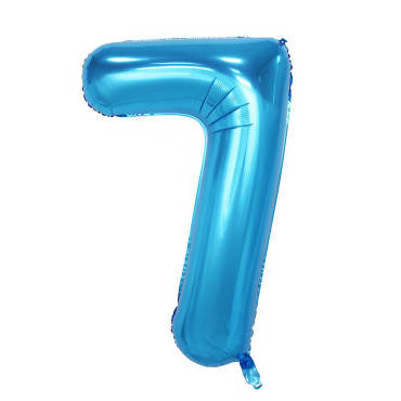 Balon din Folie Cyrax, Cifra 7, 81 cm, Pentru Aer sau Heliu, Bulk, Albastru