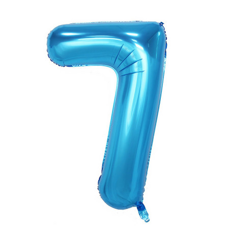 Balon din Folie Cyrax, Cifra 7, 81 cm, Pentru Aer sau Heliu, Bulk, Albastru