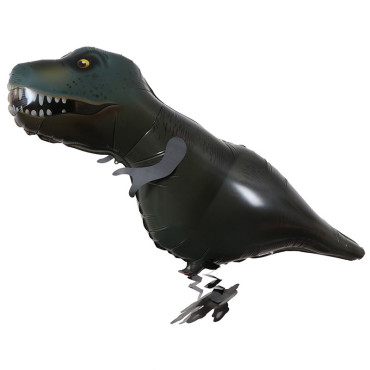 Balon din Folie Metalizata, Cyrax, Figurina Animata, Model Dinozaur, 97x48 cm, Ambalaj Individual, Pai Inclus, Umflare cu Aer sau Heliu, Negru