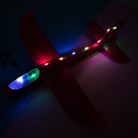 Avion Planor Cyrax, cu Lumini pe Toata Lungimea, din Poliester, 48 cm, Rosu