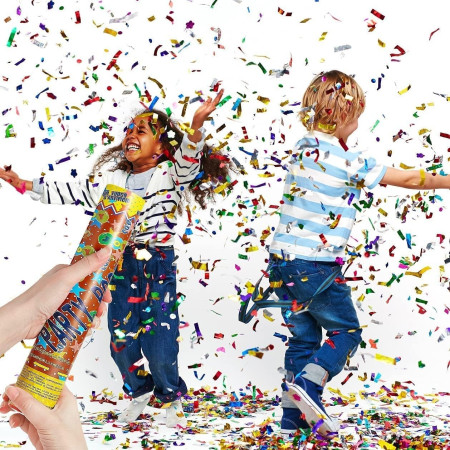 Tub de Confetti, Cyrax, Party Popper, 40x5 cm, Confetii Asortate din Aluminiu, Multicolor