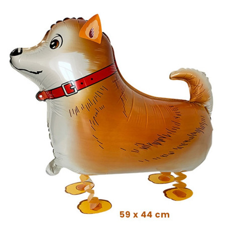 Balon din Folie Metalizata, Cyrax, Figurina Animata, Model Catel, 59x44 cm, Ambalaj Individual, Pai Inclus, Umflare cu Aer sau Heliu, Maro inchis