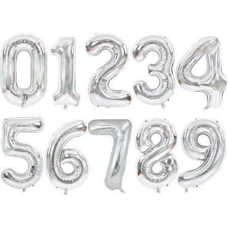 Balon din Folie Metalizata, Cyrax, Figurina Cifra, Tema Aniversare 100 cm, Ambalaj Individual, Pai inclus, Umflare cu Aer sau Heliu, Argintiu, Cifra 9