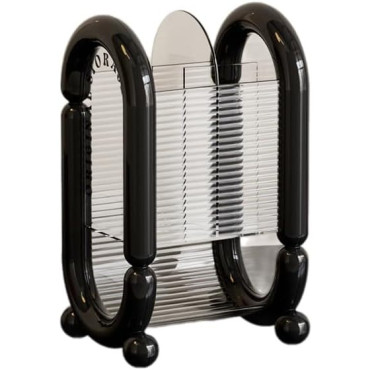 Cutie pentru Depozitare Cosmetice,  pentru Pensule, Creioane si Buretei, 4 Compartimente, din Plastic, 12 x 10 x 20 cm, Negru