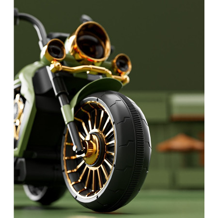 Motocicleta Electrica Cyrax, cu Acumulator,  Bluetooth, Sistem Anti-Rasturnare, Sistem de Lumini si Sunet, 1-8 Ani, 93 x 48 x 63 cm, Verde