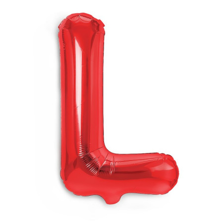 Balon Folie Metalizata Litera L, Cyrax, 40 cm, Umflati cu Heliu sau Aer, Ambalaj Individual, Pai inclus, Rosu