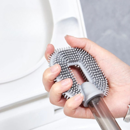 Perie de Toaleta,  cu Recipient pentru Detergent, din Plastic+TPR, Montare fara Perforare, 40 x 9 cm, Verde