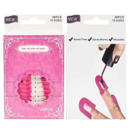 Set 26 buc Sabloane Reutilizabile pentru Oja, Cyrax, pentru Manichiura Ingrijita, fara Depasire Margini, Protectie Cuticula, 10 Marimi, din Plastic, Roz