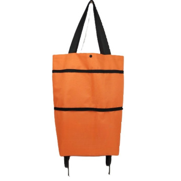 Geanta Pliabila,  2 in 1, Carucior cu Roti, pentru Cumparaturi, 19 l, Portocaliu, Plastic, 39 x 46 x 12 cm
