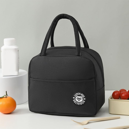 Geanta Termica pentru Pranz, Cyrax, Multifunctionala, Compartimentata, Impermeabila, cu Manere, Buzunar Exterior, 22x14x19 cm, Negru