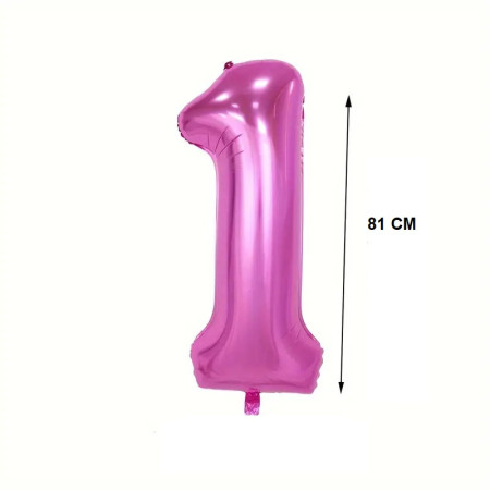 Balon din Folie Cyrax, Cifra 1, 81 cm, Pentru Aer sau Heliu, Mov