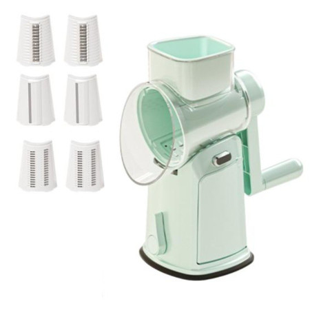 Razatoare Manuala, Cyrax, Rotativa cu Manivela, 6 Lame Interschimbabile, Anti-Stropire, 27 x 13 x 13 cm, Turcoaz