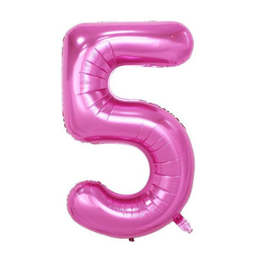 Balon din Folie Cyrax, Cifra 5, 81 cm, Pentru Aer sau Heliu, Bulk, Mov