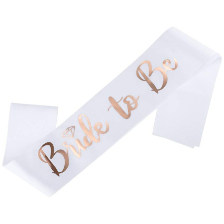 Set de Accesorii pentru Mireasa, Cyrax, Coronita, Panglica, Stickere, Voal, Model Bride To Be, Tematica Nunta, Alb-Roz