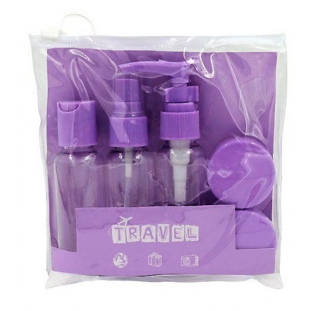 Set Recipiente pentru Cosmetice, Cyrax, 5 Piese, cu Gentuta, pentru Calatorii, Reutilizabile, Mov, Material Plastic, 40 ml, 10g