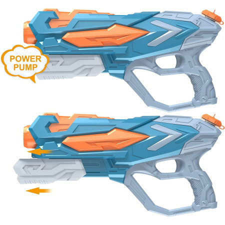 Pistol cu Apa pentru Copii, Rezervor, Pentru Piscina/Plaja, Cyrax, 6ani+, Albastru, 4 duze, 900ML