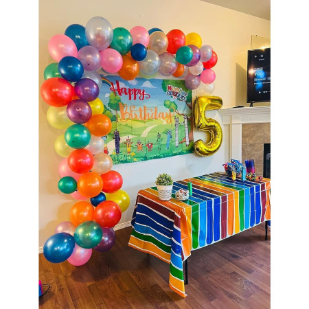 Balon din Folie Metalizata Cyrax, Figurina Cifra, Tema Aniversare 100 cm, Ambalaj Individual, Pai inclus, Umflare cu Aer sau Heliu, Auriu, Cifra 5
