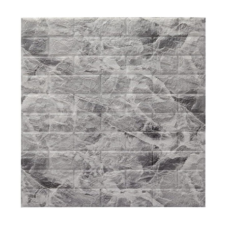 Set 10 Placi Tapet 3D,  70 x 77 cm, Grosime 3 mm, din Polietilena, Model Caramida, Suprafata acoperita 5.3 mp, Marmura Gri