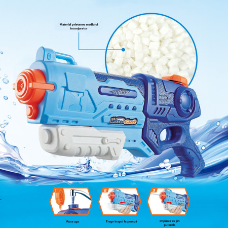 Pistol cu Apa pentru Copii, Rezervor, Pentru Piscina/Plaja, Cyrax, 6ani+,  Albastru, 990ML