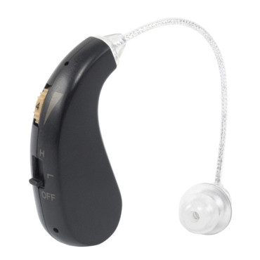 Aparat auditiv retroauricular BTE Reincarcabil, Cyrax, Set 2 bucati Stinga Dreapta, Standard European, Aparat auditiv Cu incarcator, Aparat pentru Auz, 12 x 8.5 x 4 cm, 89 g, Negru