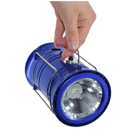Lanternă pliabilă de camping Magic cool cu ​​lampă disc și USB  Lanterna, Felinar, Acumulator 1200 mAh, reincarcabila, 6 LED + 1 W + 3C culori, Albastru