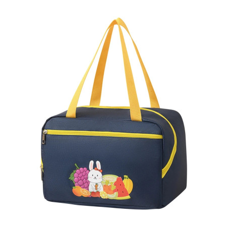 Geanta Termo-Izolanta, Cyrax, Compartimente Telefon si Tacamuri, Multifunctionala, Impermeabila, 30x21x20 cm, Design Iepuras, Albastru